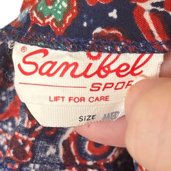 Vintage Sanibel Sport Button Front Skirt Blue Orange Floral Print Size Medium M - Picture 6 of 8